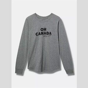 Torrid - Oh Canada Classic Fit Long Sleeve Raglan Jersey Crew Tee, Heather Grey‍